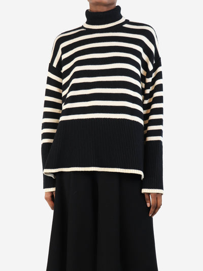 Black and white ribbed striped high-neck sweater - size XS Knitwear Toteme 