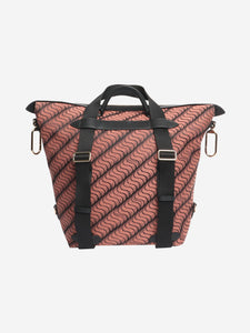 Smythson Pink and black canvas rucksack