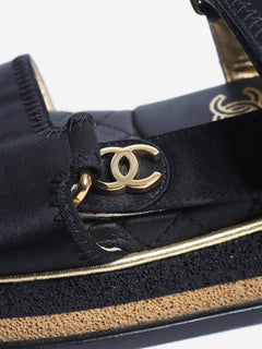 Chanel Black platform sandals - size EU 38 Flat Shoes Chanel 