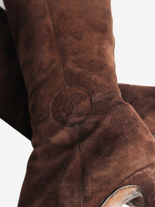 Chanel Brown suede knee-high boots - size EU 36