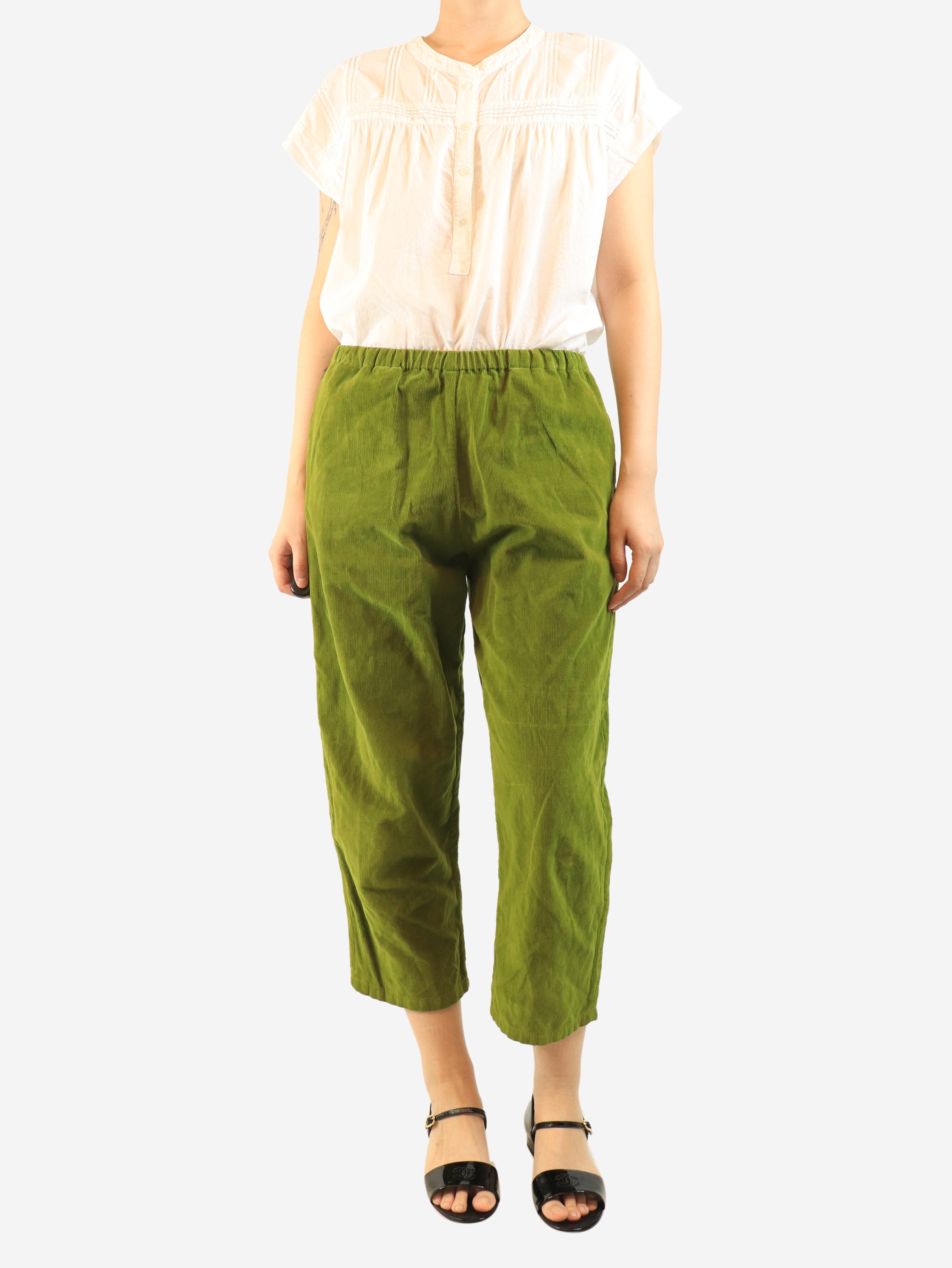 Green elasticated corduroy trousers - size S Trousers Apuntob 