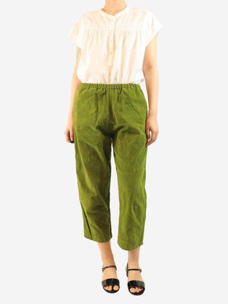 Green elasticated corduroy trousers - size S alternate image