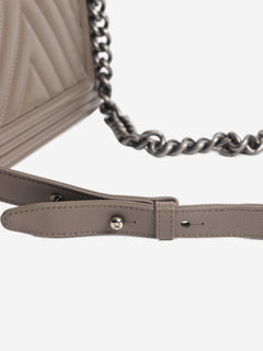 Grey 2014 medium chevron-quilted leather Boy bag Shoulder bags Chanel 