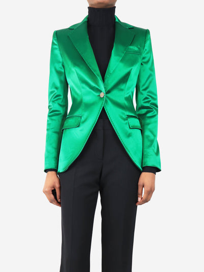 Green satin emerald single button blazer - size UK 6 Coats & Jackets Dolce & Gabbana 