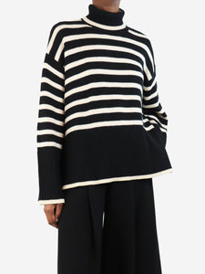 Toteme Black and white ribbed striped high-neck sweater - size XS
