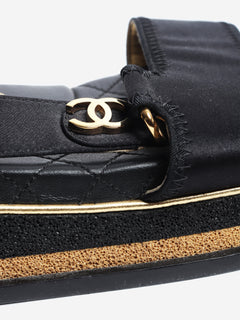 Chanel Black platform sandals - size EU 38 Flat Shoes Chanel 