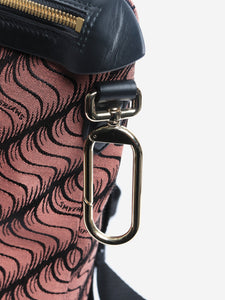 Smythson Pink and black canvas rucksack