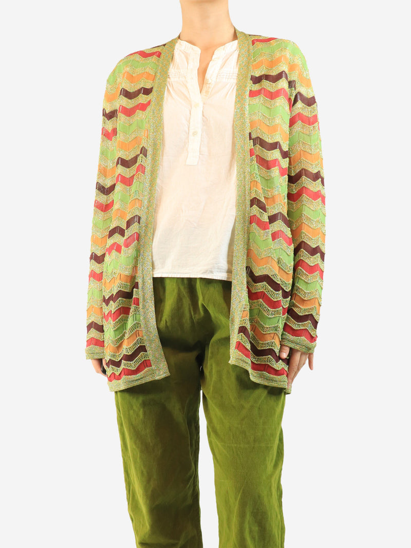 Green lurex zig-zag knit cardigan - size UK 14 Knitwear Missoni 