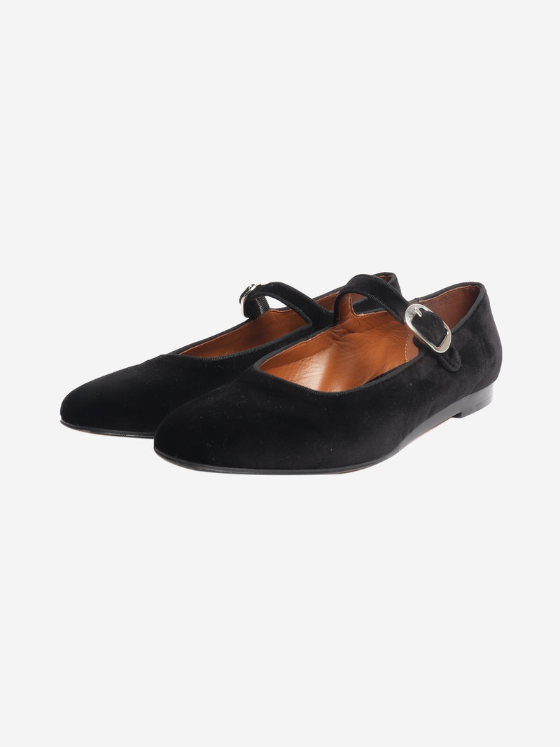 Black velvet Mary Jane flats - size EU 38 Flat Shoes Le Monde Beryl 