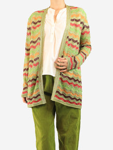 Green lurex zig-zag knit cardigan - size UK 14 Knitwear Missoni 
