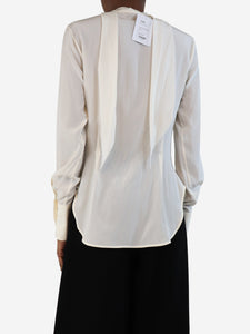 Ermanno Scervino Cream silk blouse with lace detail - size UK 6