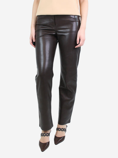 Dark brown faux leather trousers - size UK 10 Trousers Wilfred 