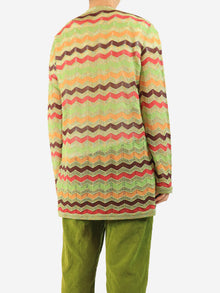 Green lurex zig-zag knit cardigan - size UK 14 Knitwear Missoni 