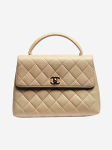 Chanel Neutral vintage 1997 lambskin quilted top handle bag