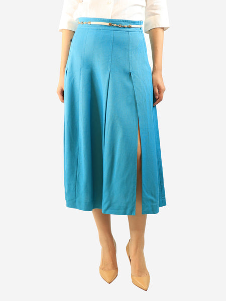 Blue chain-detail midi skirt - size UK 12 product image