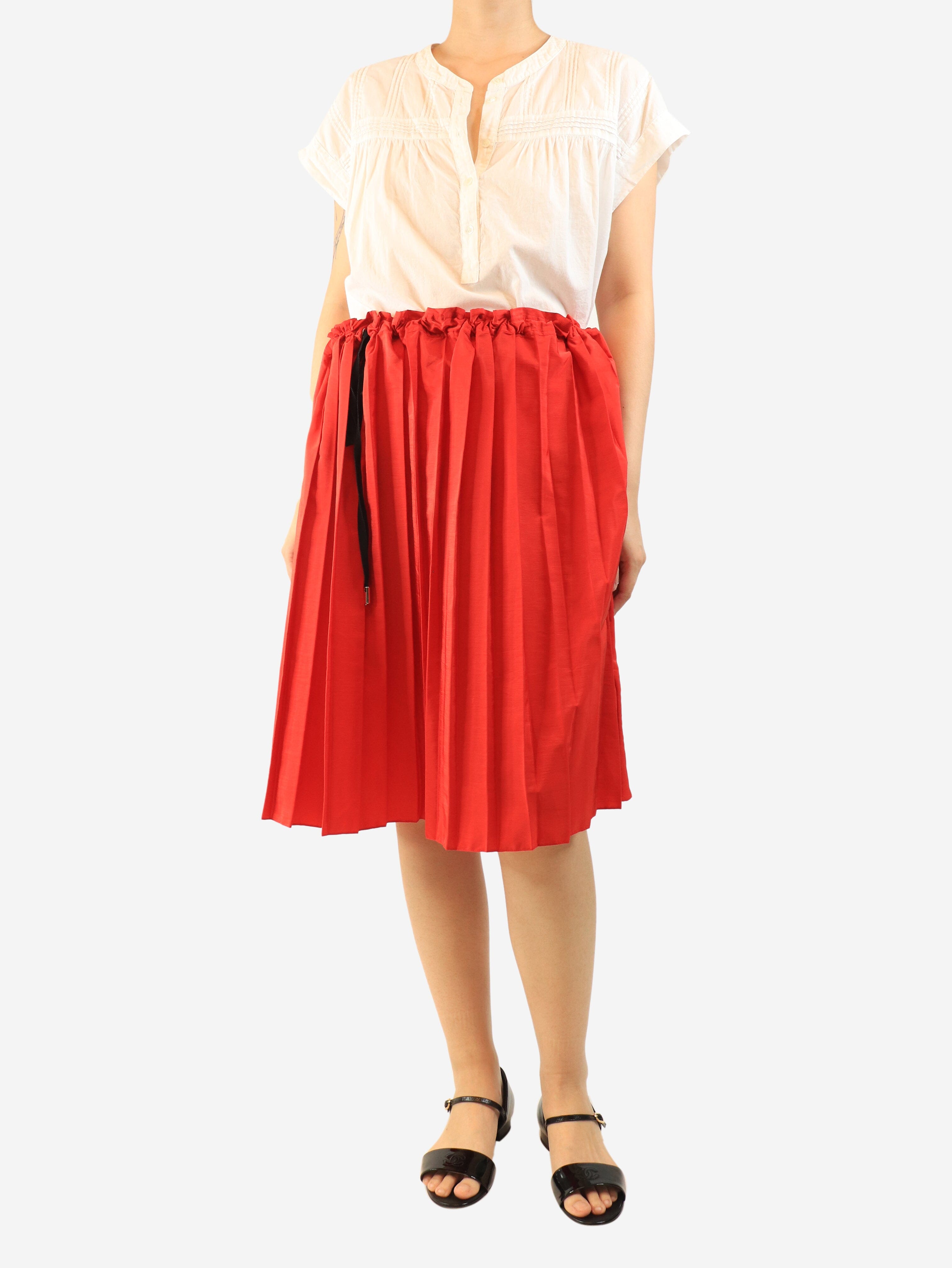 Red pleated midi skirt - size UK 10 Skirts Victoria Beckham 