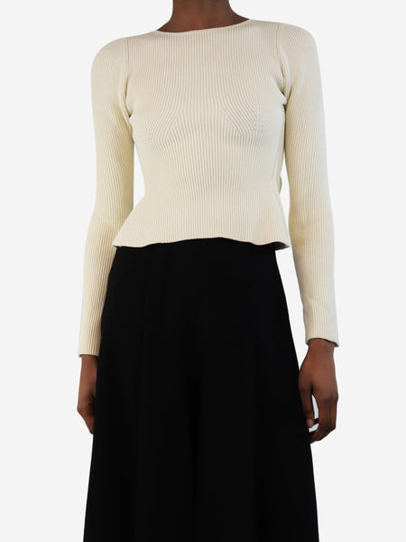 Cream ribbed stretch crop-top - size S product image