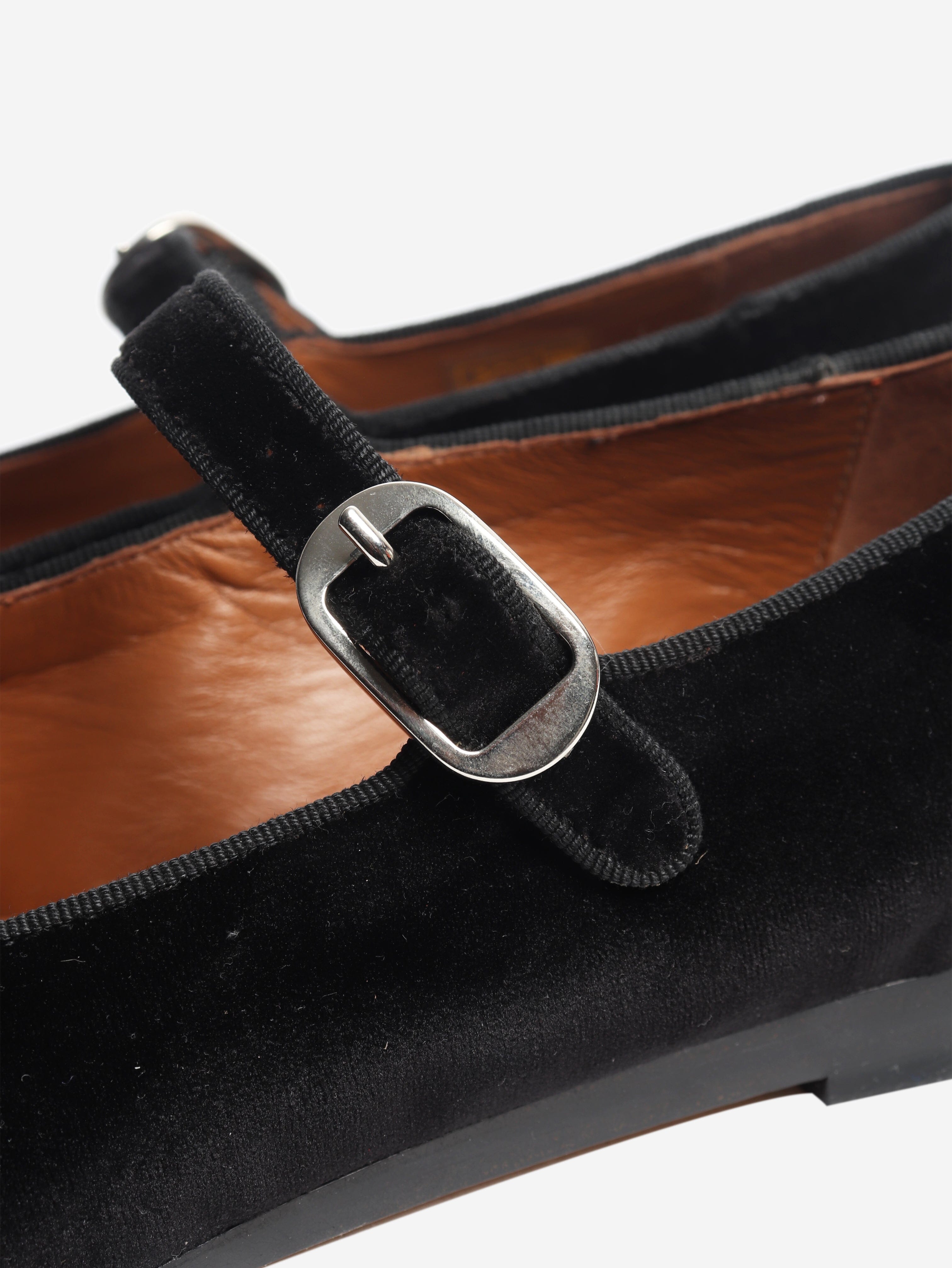 Black velvet Mary Jane flats - size EU 38 Flat Shoes Le Monde Beryl 