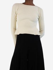 Khaite Cream ribbed stretch crop-top - size S
