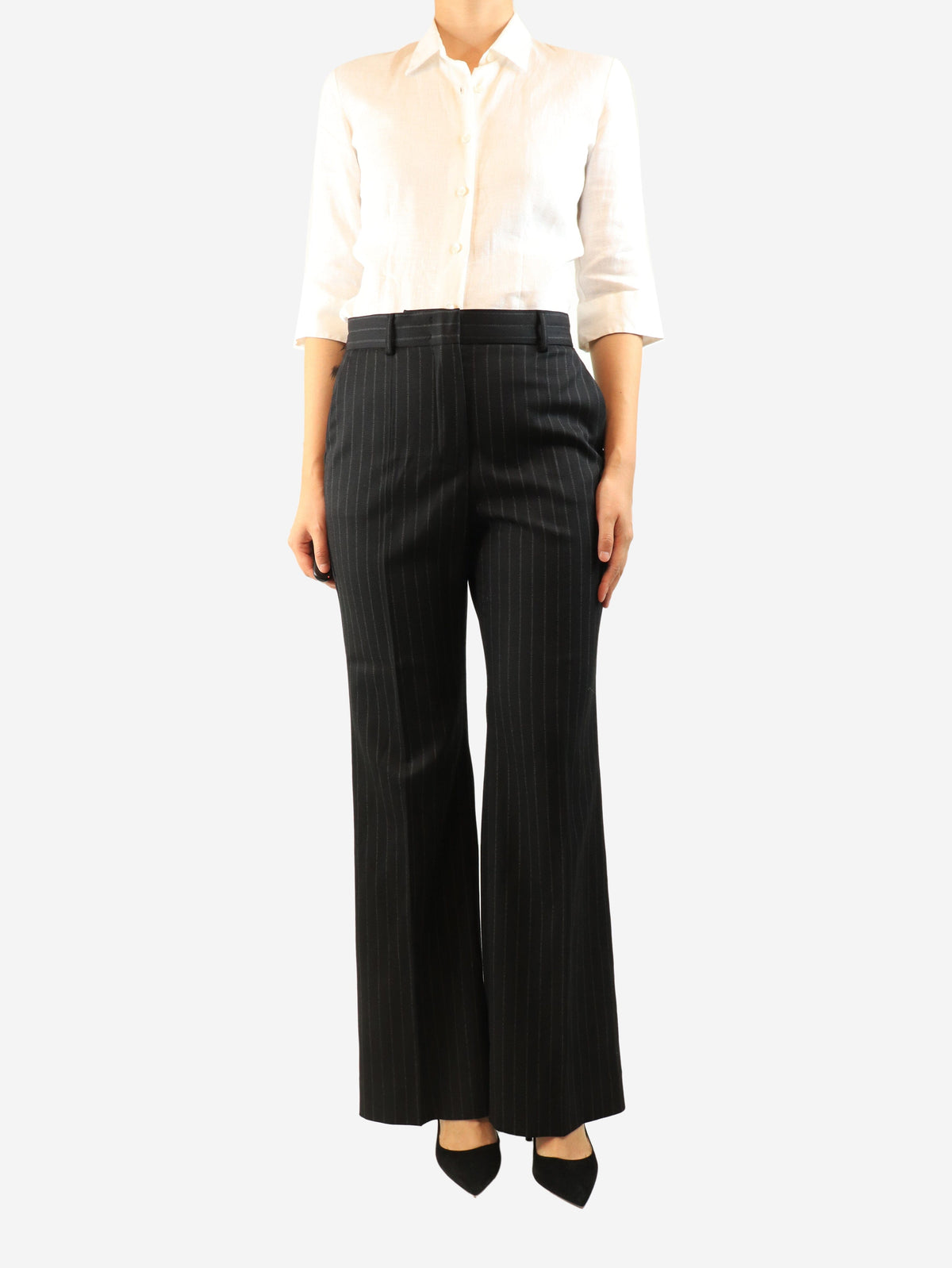 Black striped wide-leg trousers - size UK 10 Trousers Sportmax 