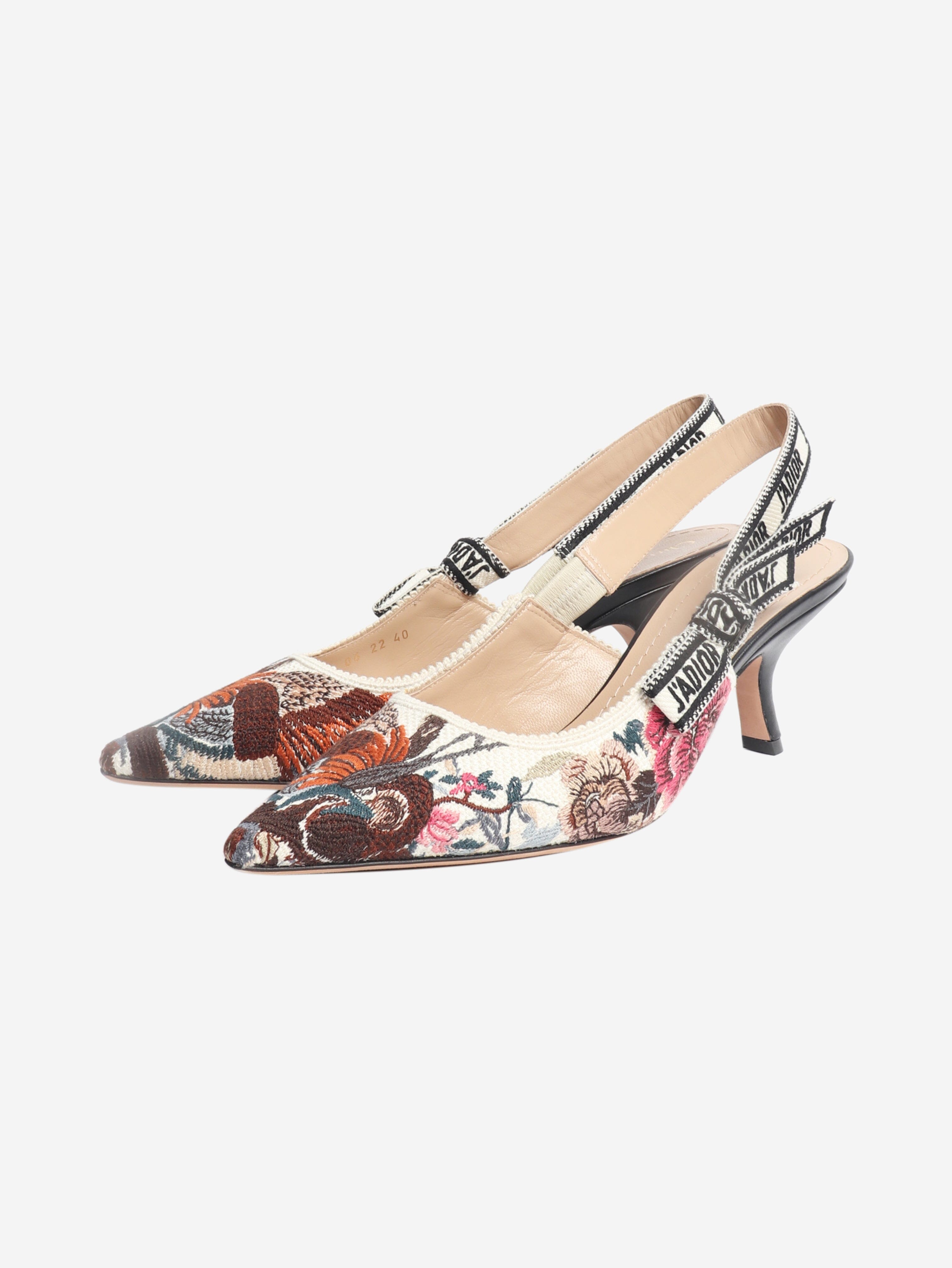 Multicolour J'Adior floral embroidered slingbacks - size EU 40 Heels Dior 