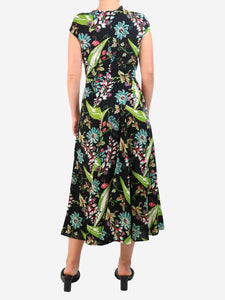 Prada Black sleeveless floral printed midi dress - size UK 8
