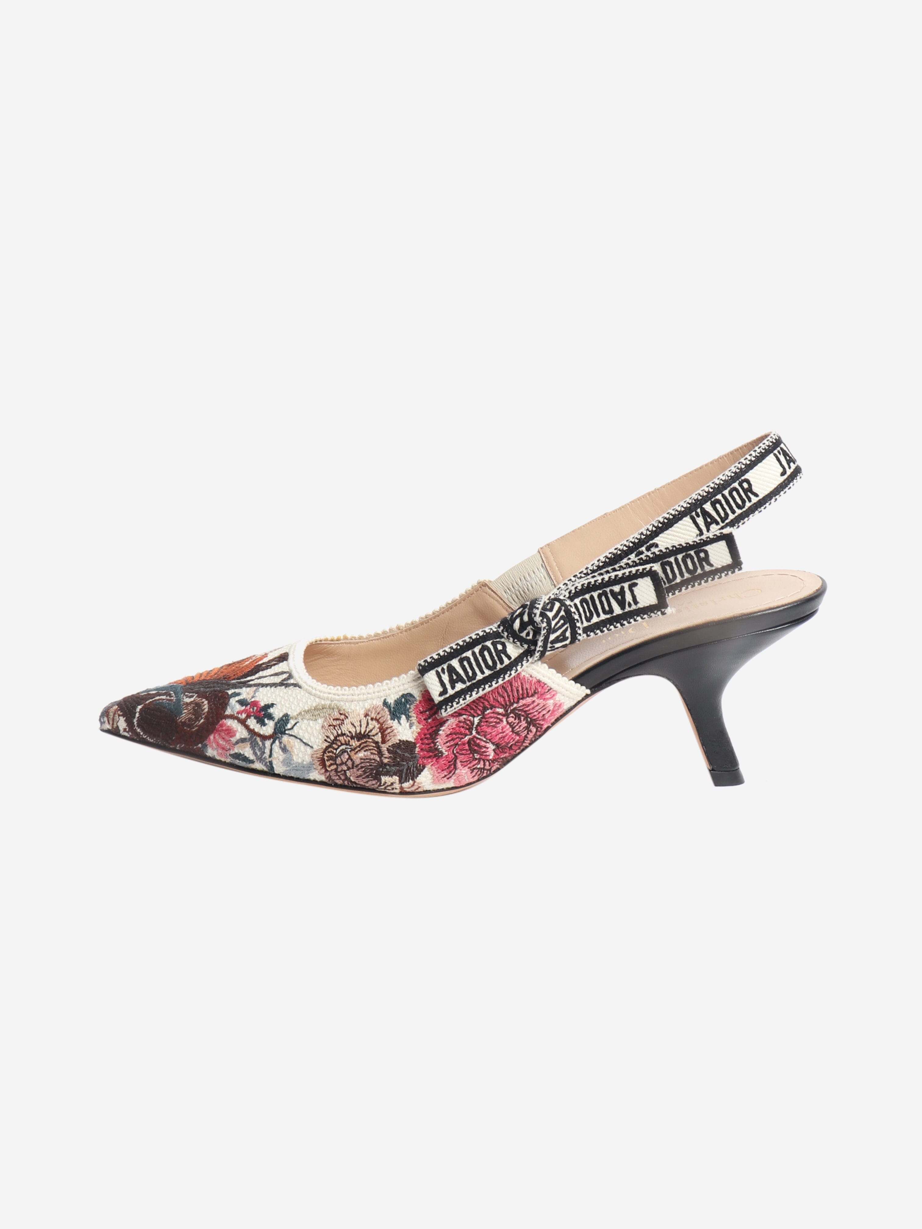 Multicolour J'Adior floral embroidered slingbacks - size EU 40 Heels Dior 