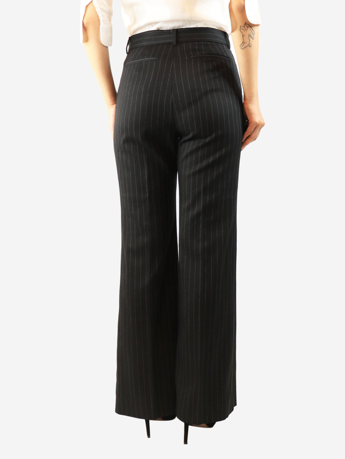 Black striped wide-leg trousers - size UK 10 Trousers Sportmax 