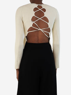 Cream ribbed stretch crop-top - size S Knitwear Khaite 