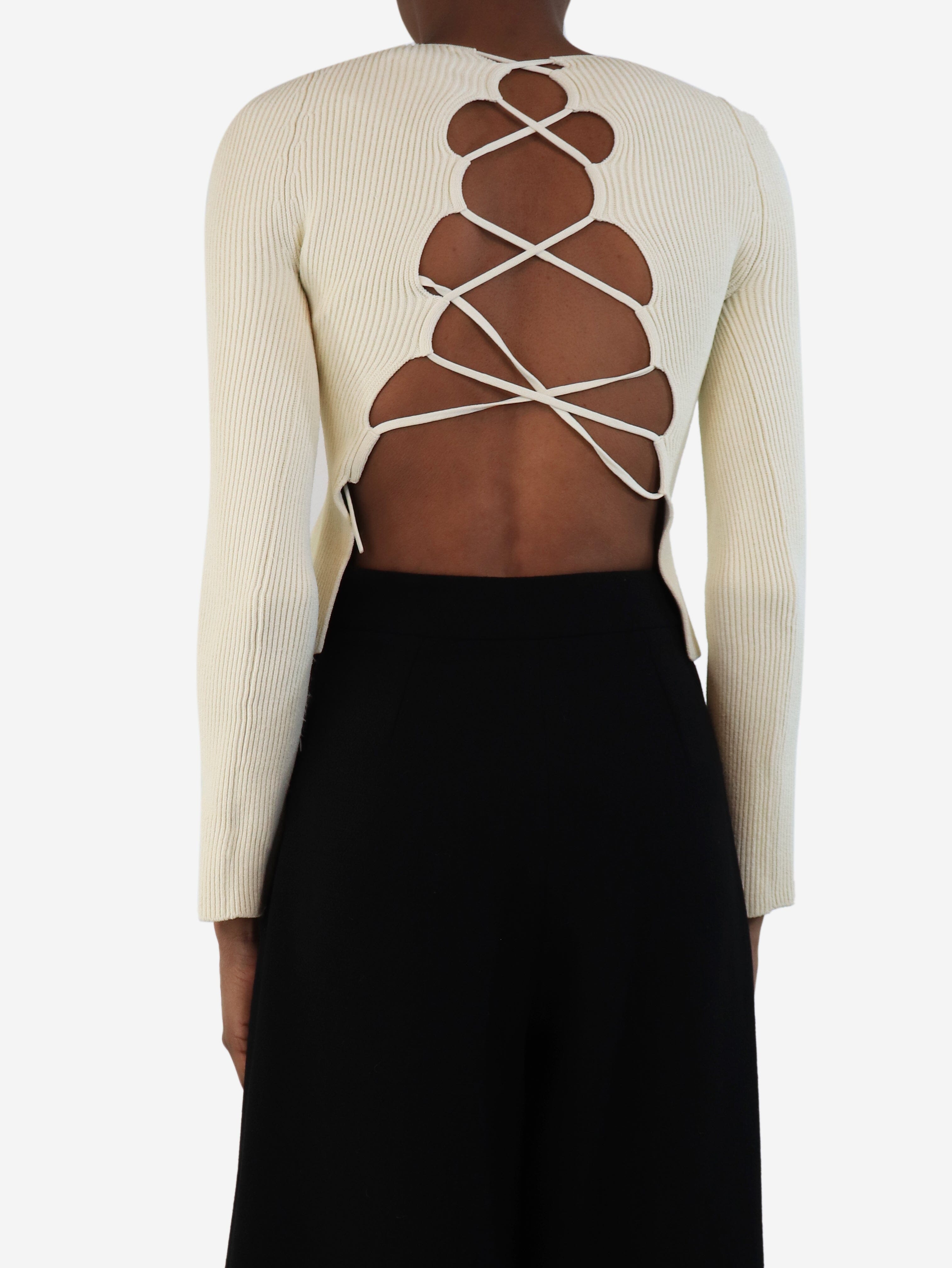 Cream ribbed stretch crop-top - size S Knitwear Khaite 