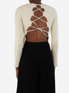 Khaite Cream ribbed stretch crop-top - size S