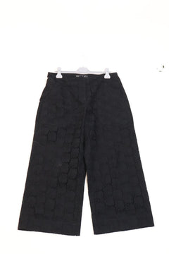 Black broderie-anglaise trousers - size UK 14 Trousers Oscar De La Renta 