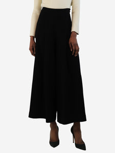 Emilia Wickstead Black crepe wide-leg pants - size UK 6