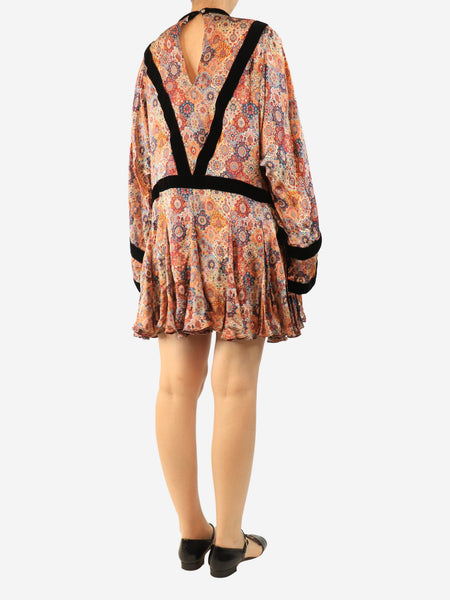 Orange floral mini dress - size S alternate image