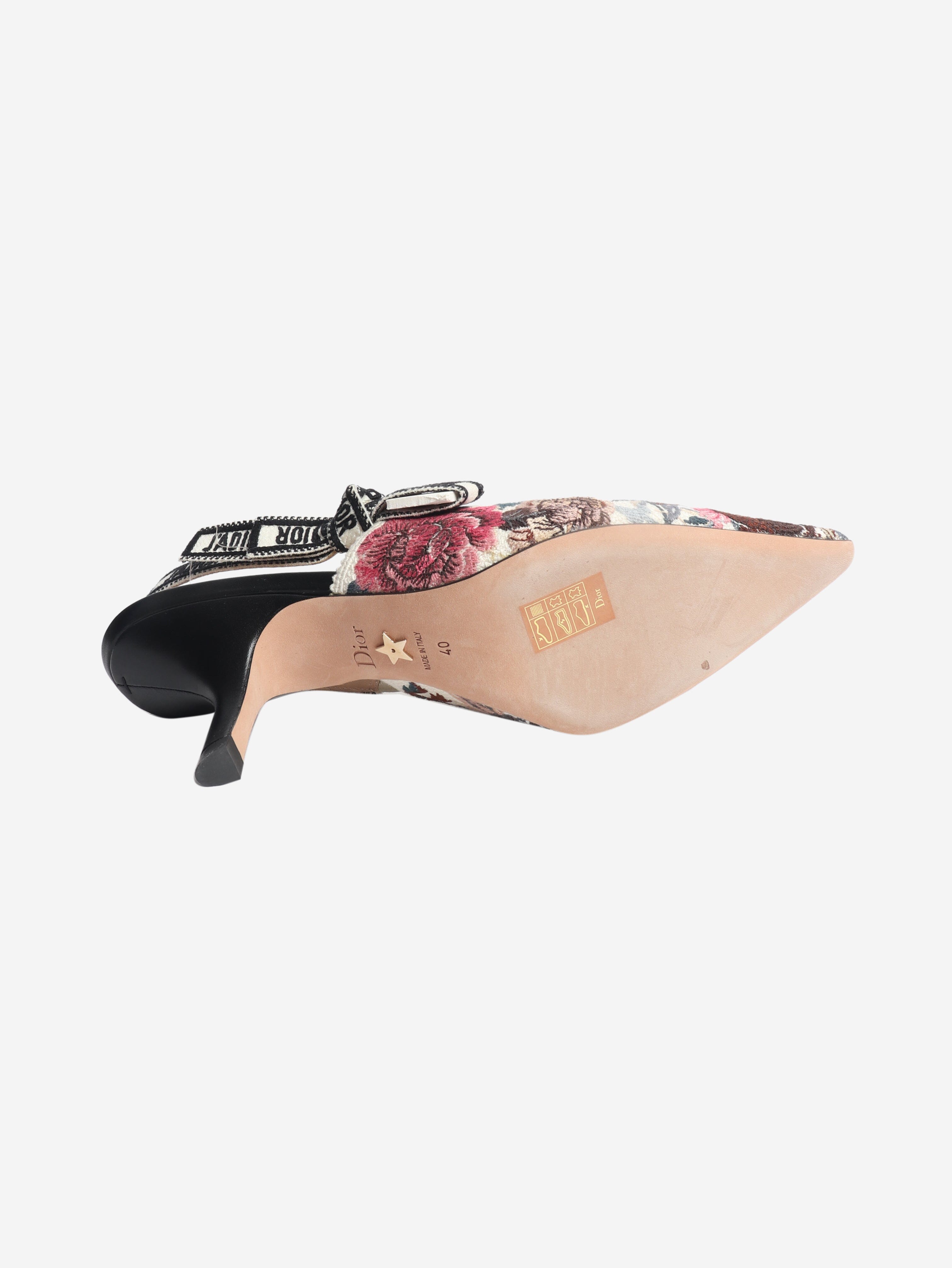 Multicolour J'Adior floral embroidered slingbacks - size EU 40 Heels Dior 