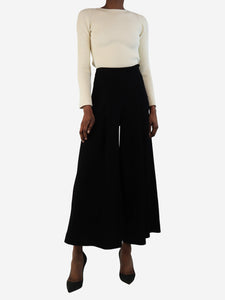 Emilia Wickstead Black crepe wide-leg pants - size UK 6
