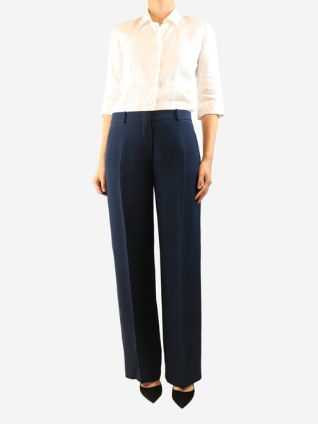 Navy wide-leg trousers - size UK 12 alternate image