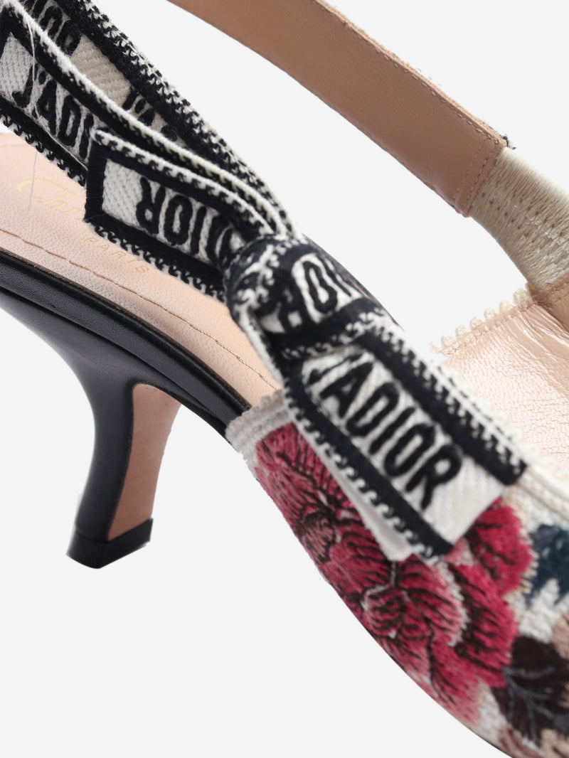 Multicolour J'Adior floral embroidered slingbacks - size EU 40 Heels Dior 