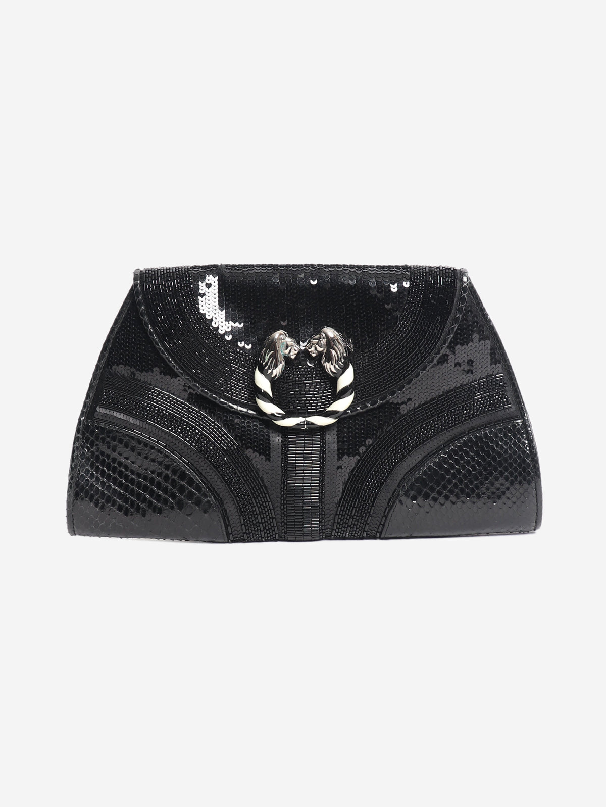 Black sequin embellished Leoni clutch Clutch bags Bvlgari 