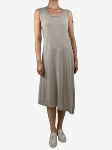 Bamford Neutral sleeveless asymmetric wool midi dress - size M