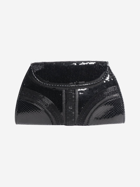 Black sequin embellished Leoni clutch alternate image