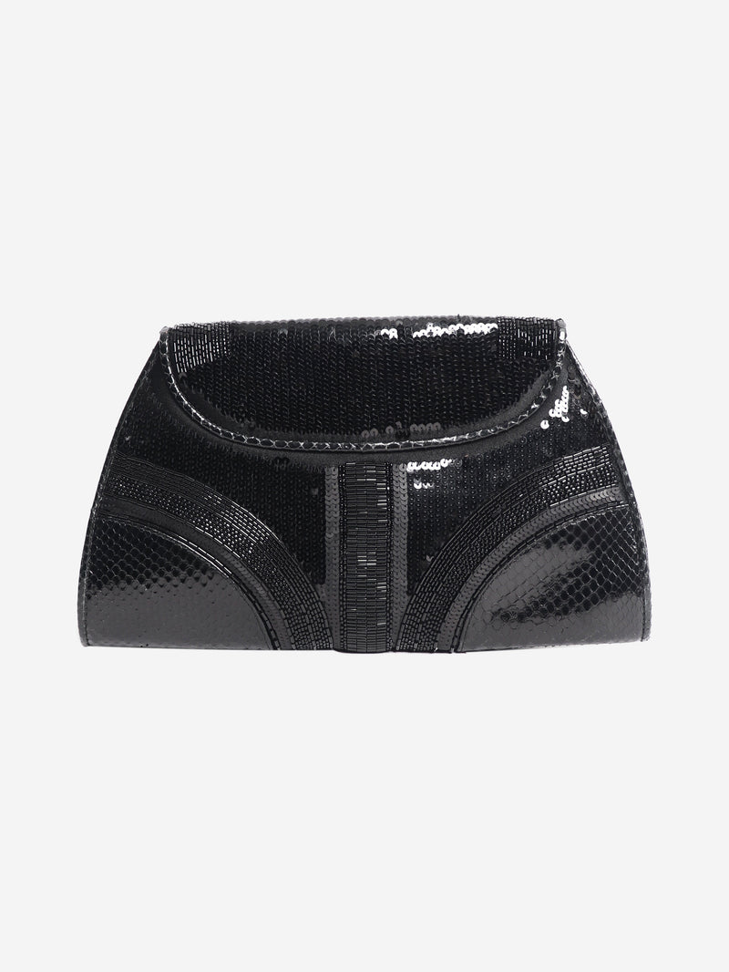 Black sequin embellished Leoni clutch Clutch bags Bvlgari 