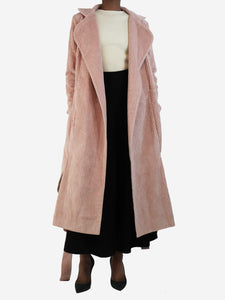 Roland Mouret Pink belted wide-wale corduroy coat - size UK 10