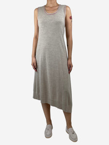 Bamford Neutral sleeveless asymmetric wool midi dress - size M