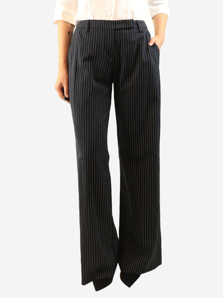 Navy pinstripe trousers - size UK 12 product image