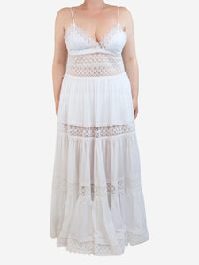 Charo Ruiz White embroidered tiered sundress - size L