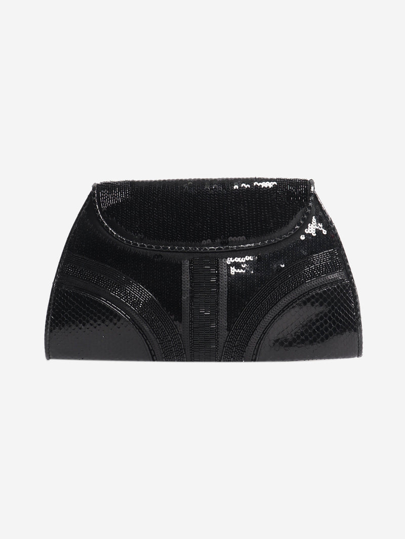 Black sequin embellished Leoni clutch Clutch bags Bvlgari 
