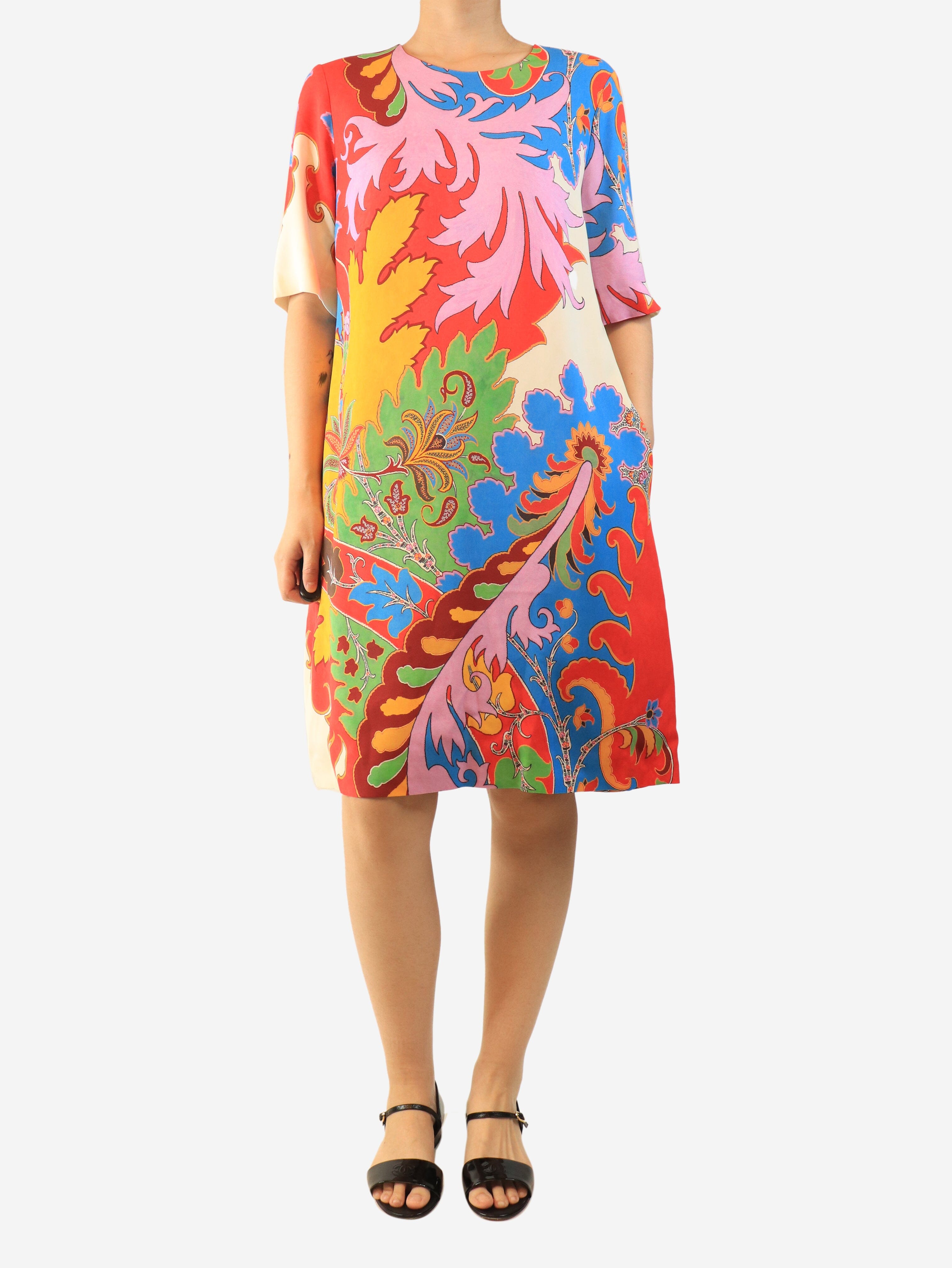 Short sleeve abstract print midi dress - size UK 16 Dresses Etro 