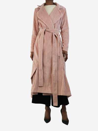 Pink belted wide-wale corduroy coat - size UK 10 Coats & Jackets Roland Mouret 