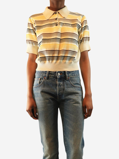 Cream striped knit polo top - size S Tops Miu Miu 